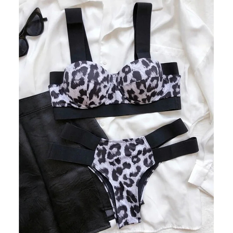 Splicing Push Up Bra Cup Bikini Women Swimsuit Female Swimwear Two-pieces Bikini Set High Cut Bathing Suit Swim Beach Wear