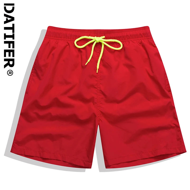 Datifer Brand Summer Men Shorts Fashion Nylon Solid Mesh Liner Drawstring For Swimsuits Male Surf Sports Shorts