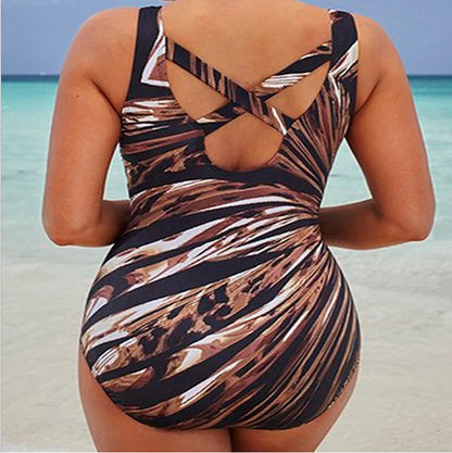 Colour Print One Piece Large Swimsuits Body Closed Plus Size Swimwear Female Bathing Suit For Pool Beach Women's Swimming Suit