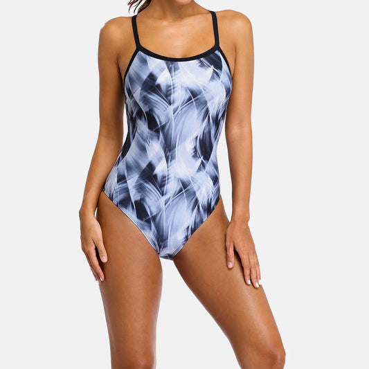 One Piece Women Sports Swimwear Bathers Sports Swimsuit Watercolor Print Monokini Bikini Summer  Beachwear Bathing Suit Backless