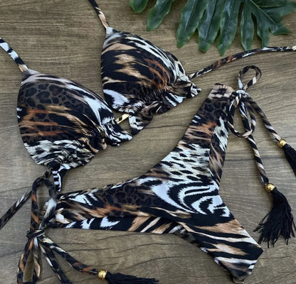 Bikinis Set Women Swimsuit Bandage Two-Piece Swimwear Brazilian Biquínis Beachwear Bathing Suit