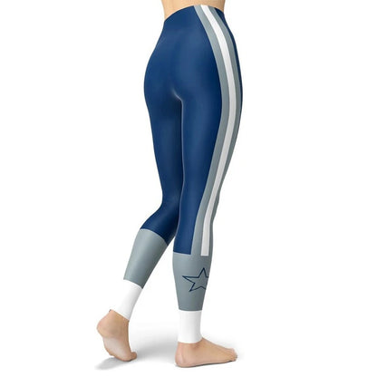 Printed Women's Sport Leggings Femme Fresh Color Striped Elastic Workout Blue Legging Outdoor Clothes