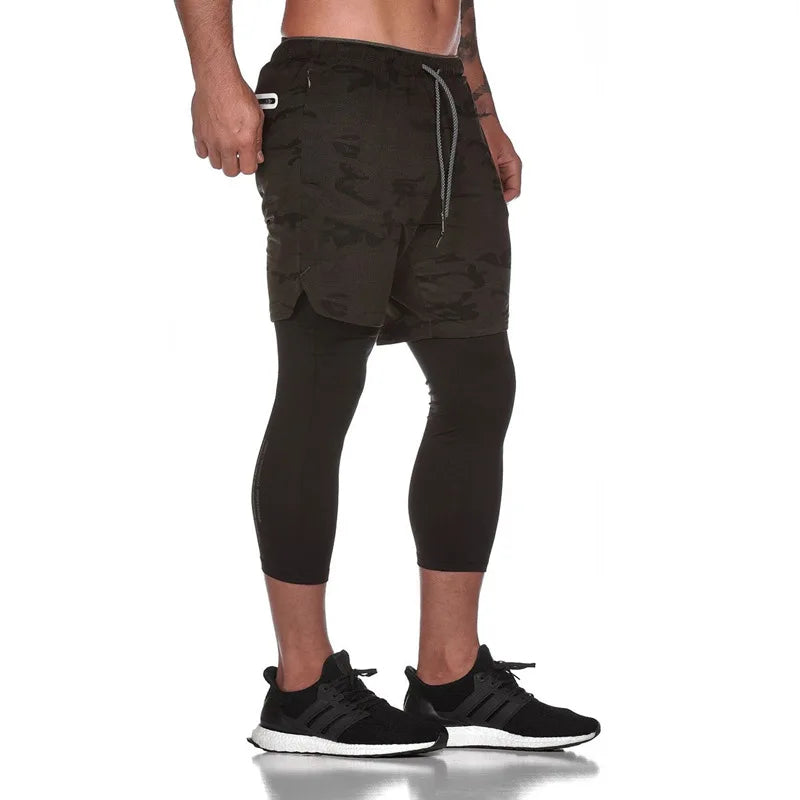 Men’s 2 In 1 Running Pants Jogging Quick Drying Training Sport Pants Double Layer Sweatpants Beach Board Gym Fitness Pant