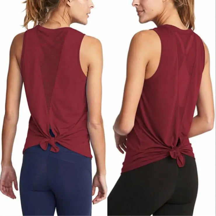 Women Yoga Shirts Tank Top Gym Sports Running Athletic Active Stretch Workout Vest Quick Drying Clothes Breathable Gauze