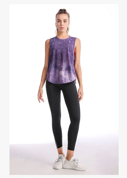 Women Sport Vest Loose Thin Mesh Yoga Shirt Running Fitness Sleeveless T-shirt Quick Dry Forked Tank Tops Gym Workout Tee Blouse