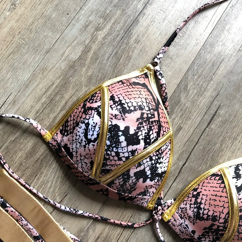 Gold Stamping Women Bikini Set Padded Women Swimsuit Push Up Bikini Swimwear Summer Beachwear Brazil Bathing Suit