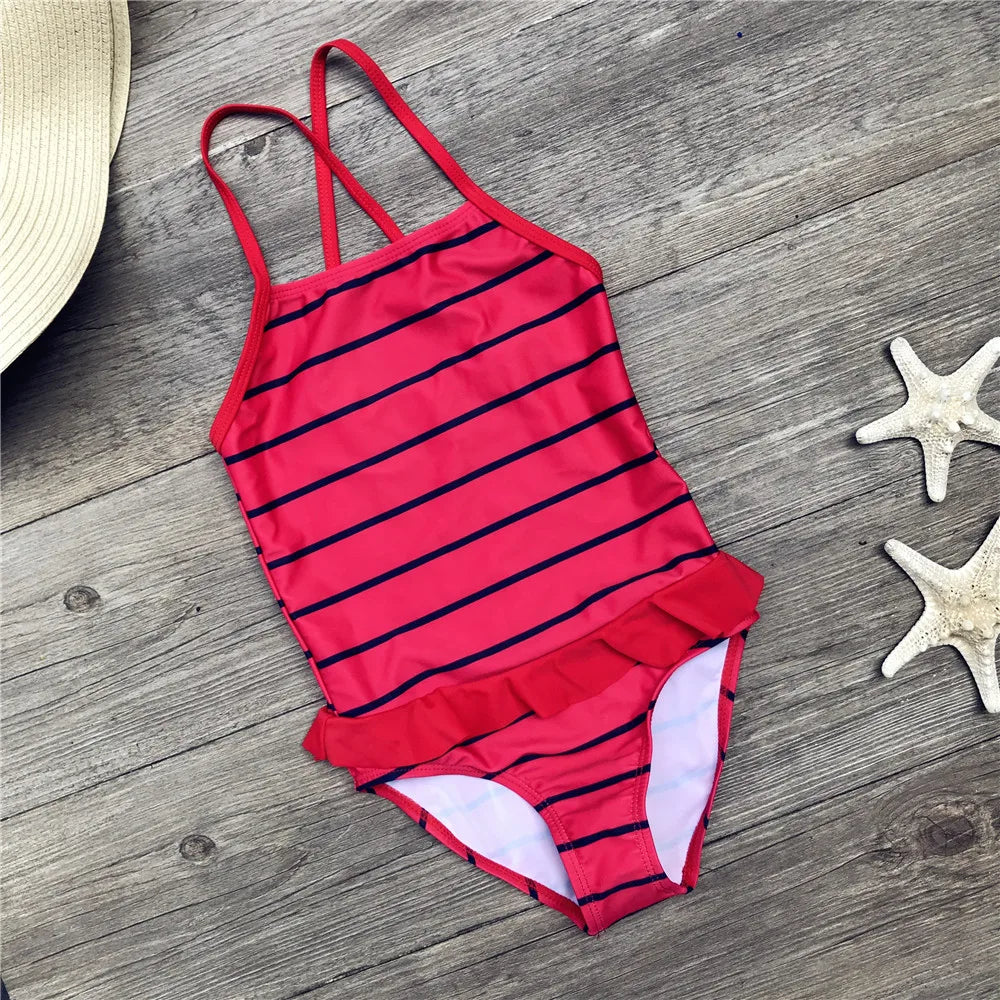 5-12Y Swimming Suit For Girl One Piece Swimsuits Star Pattern Kids Bodysuit Children Girl Swimwear Child Bathing Suits Beachwear