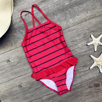 5-12Y Swimming Suit For Girl One Piece Swimsuits Star Pattern Kids Bodysuit Children Girl Swimwear Child Bathing Suits Beachwear