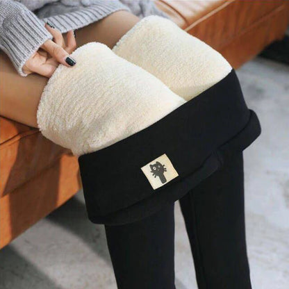 Winter Women Leggings Solid Warm Leggings Thicken Lamb wool Hight Waist Fleece Keep Butt Lift High Stretchy Walking Pants Pocket