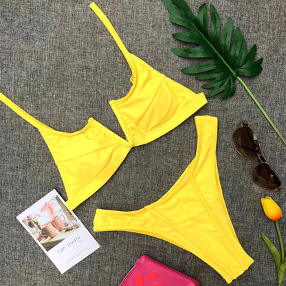 Splicing Denim V Shaped Thong Bikini Women Swimsuit Female Swimwear Two Pieces Bikini Set Bather Push Up Bathing Suit Swim Lady