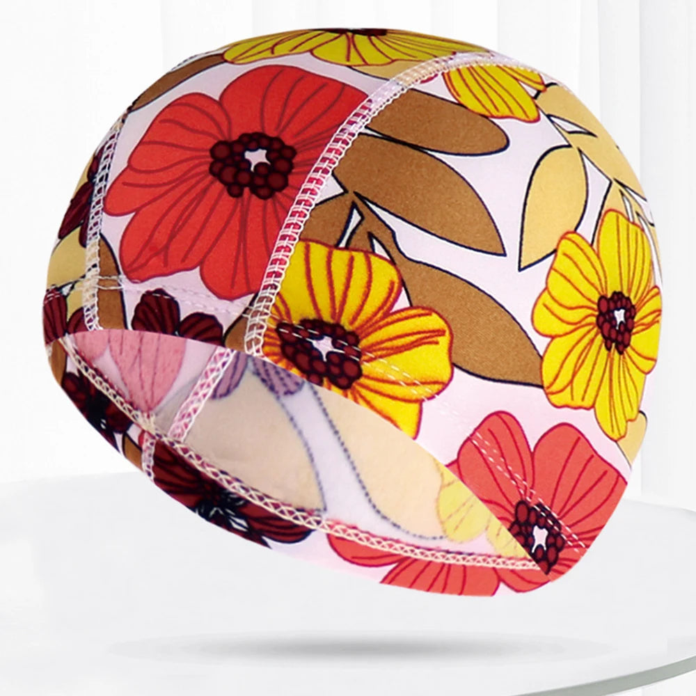 Men Women Fabric Swimming Caps Multi Colors Patterns Printed Swim Pool Water Sports Bathing Hat Elastic Nylon Swim Cap for Adults