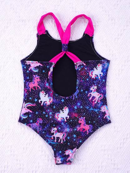 4-16 Years Girls Swimsuit Summer Brazilian Beach Swimming Suits Wear Shoulder Straps One-Piece Swimsuits for Kids Girls Swimwear