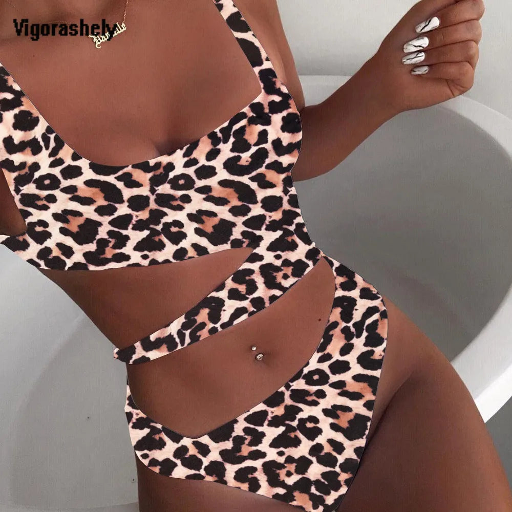 Color Print Swimwear Women Bandage Monokini One Piece Swimsuit Female Push Up Bathing Suit Swim Wear