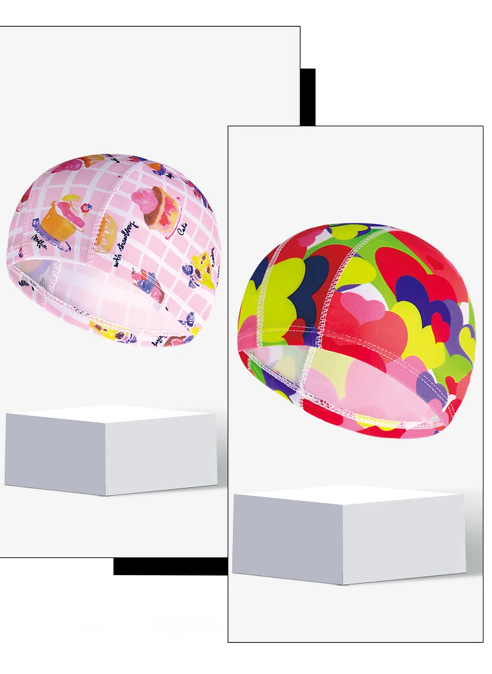 Men Women Fabric Swimming Caps Multi Colors Patterns Printed Swim Pool Water Sports Bathing Hat Elastic Nylon Swim Cap for Adults