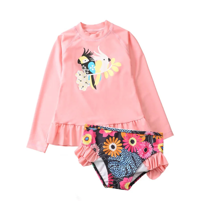 Baby Swimwear and Surfwear Long Sleeve Bathing Suit Toddler Girls Unicorn Mermaid Swimsuit Kids Swimming Suits for Children