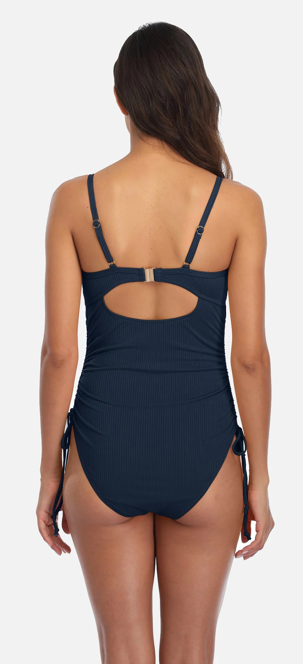 Anfilia Women's Ribbed One Piece Swimsuits Tie Side High Cut Bathing Suits Padded Monokinis Swimwear