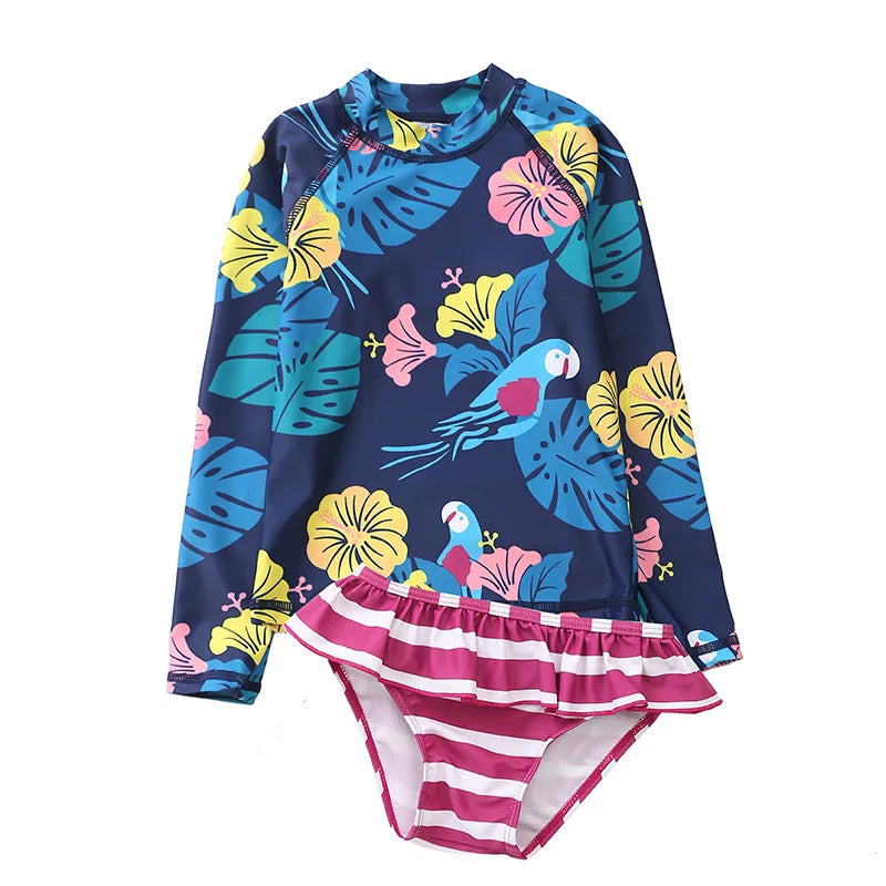 Baby Swimwear and Surfwear Long Sleeve Bathing Suit Toddler Girls Unicorn Mermaid Swimsuit Kids Swimming Suits for Children