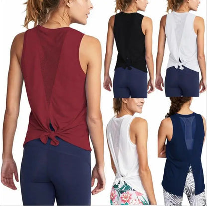 Women Yoga Shirts Tank Top Gym Sports Running Athletic Active Stretch Workout Vest Quick Drying Clothes Breathable Gauze