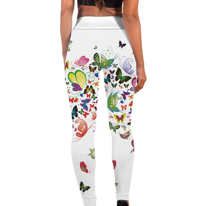 Gym Sports Multi Prints Available Leggings For Women Birds & Butterflies