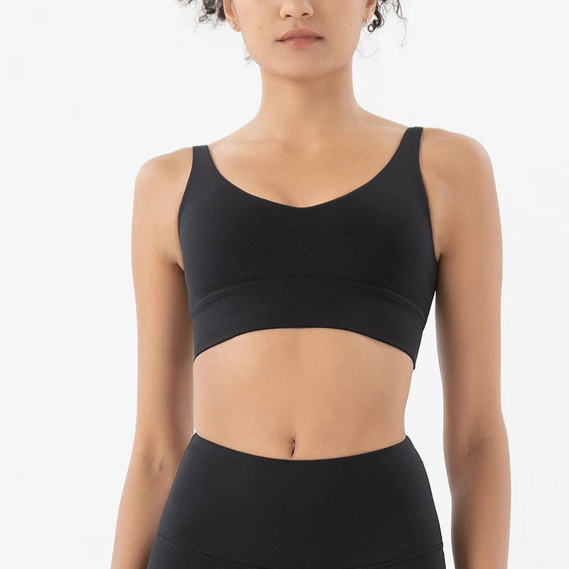 Nylon Bra Top Women Gym Tight Sports Bra Fitness Yoga Women's Underwear Chest Pad Removable Anti-shake Bra 15 Colors