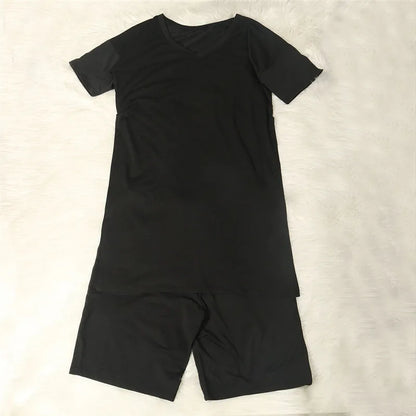 Plus Size Women Clothing Two Piece Set 4xl Summer Slip HemTop Shorts Suit Casual Tracksuit Streetwear