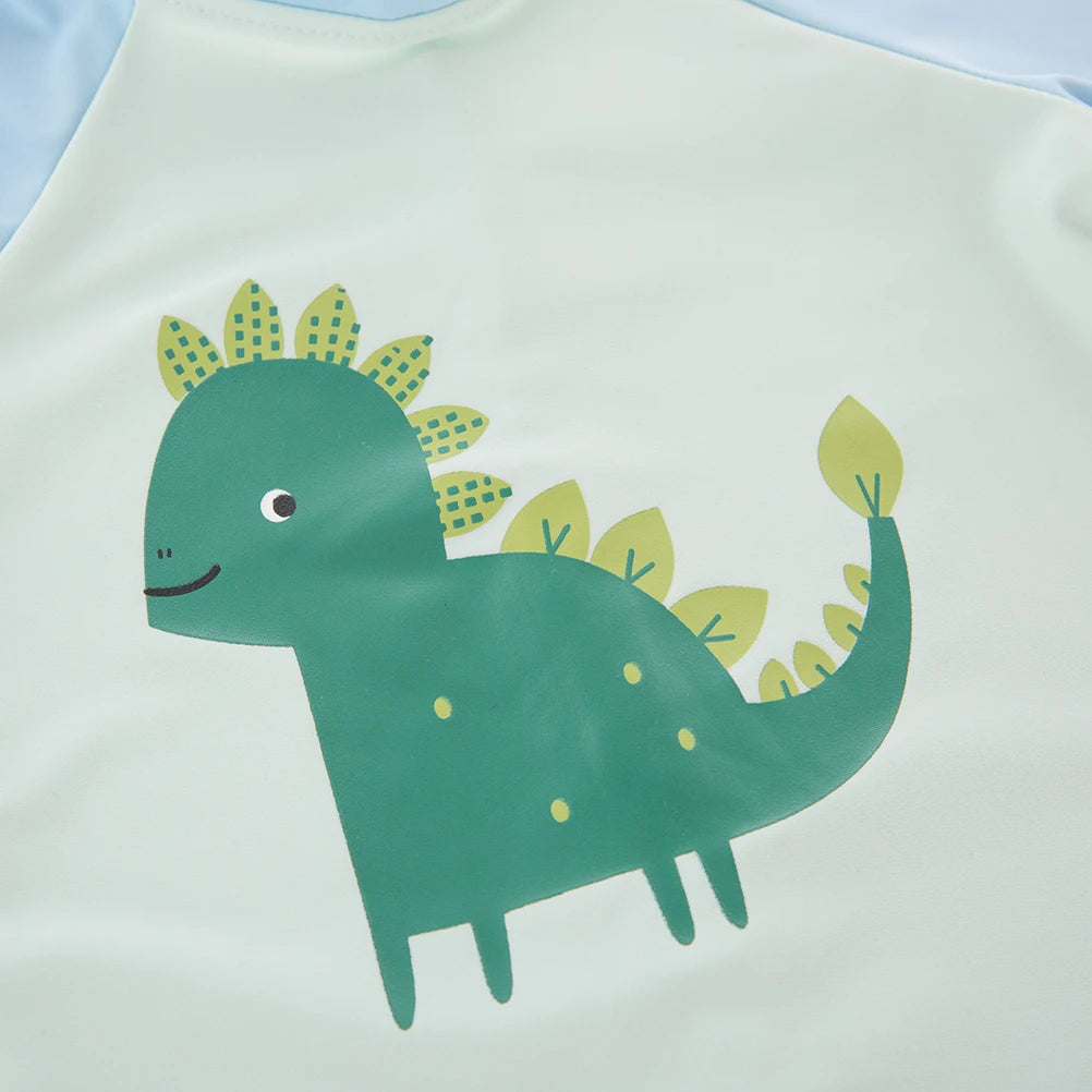 Boys' Cartoon Rash Guard Swim Set with Shorts & Hat