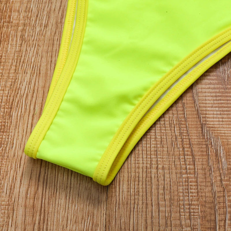 Tie Side High Cut Female Bandeau Swimwear One Piece Swimsuit Women Monokini Bather Bathing Suit Swim Beachwear Bodysuit