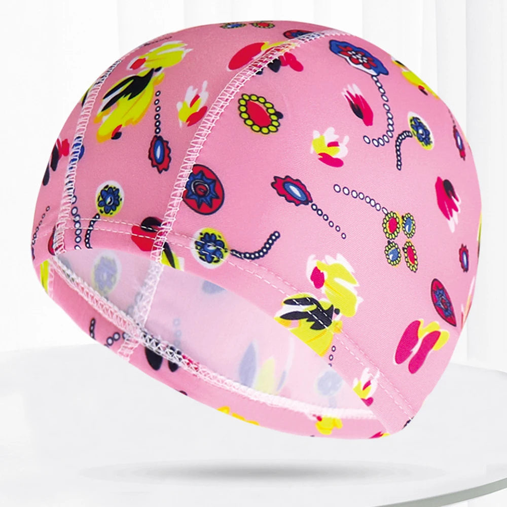 Men Women Fabric Swimming Caps Multi Colors Patterns Printed Swim Pool Water Sports Bathing Hat Elastic Nylon Swim Cap for Adults
