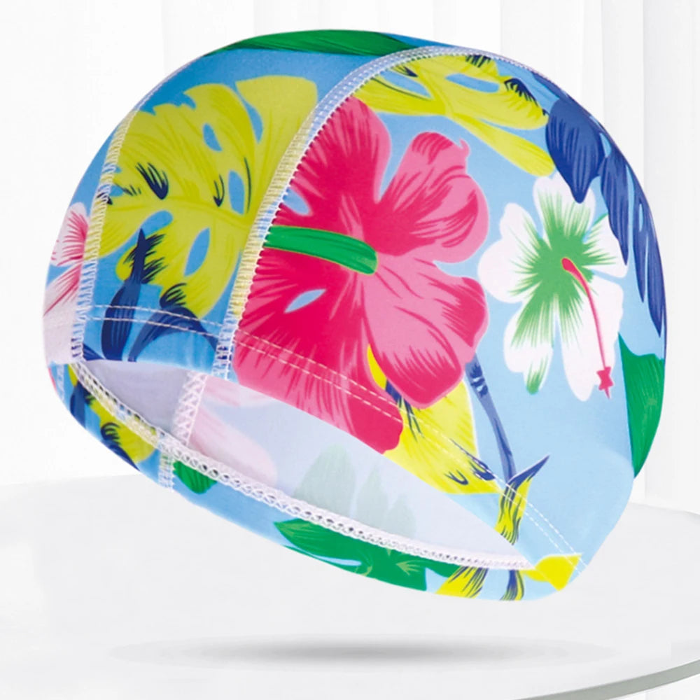 Men Women Fabric Swimming Caps Multi Colors Patterns Printed Swim Pool Water Sports Bathing Hat Elastic Nylon Swim Cap for Adults