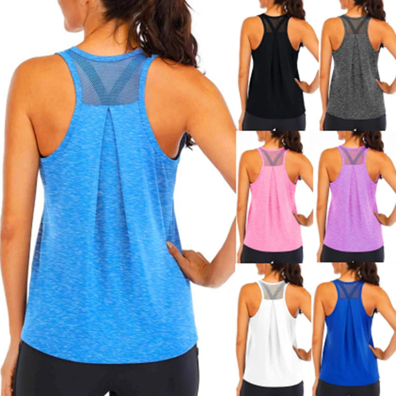 Yoga Shirt Female Style T-Shirt Loose Fitness Tops Vest Women Sleeveless Sport Tee Quick-Drying Gym Running Workout Blouse