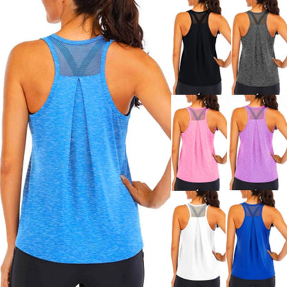 Yoga Shirt Female Style T-Shirt Loose Fitness Tops Vest Women Sleeveless Sport Tee Quick-Drying Gym Running Workout Blouse