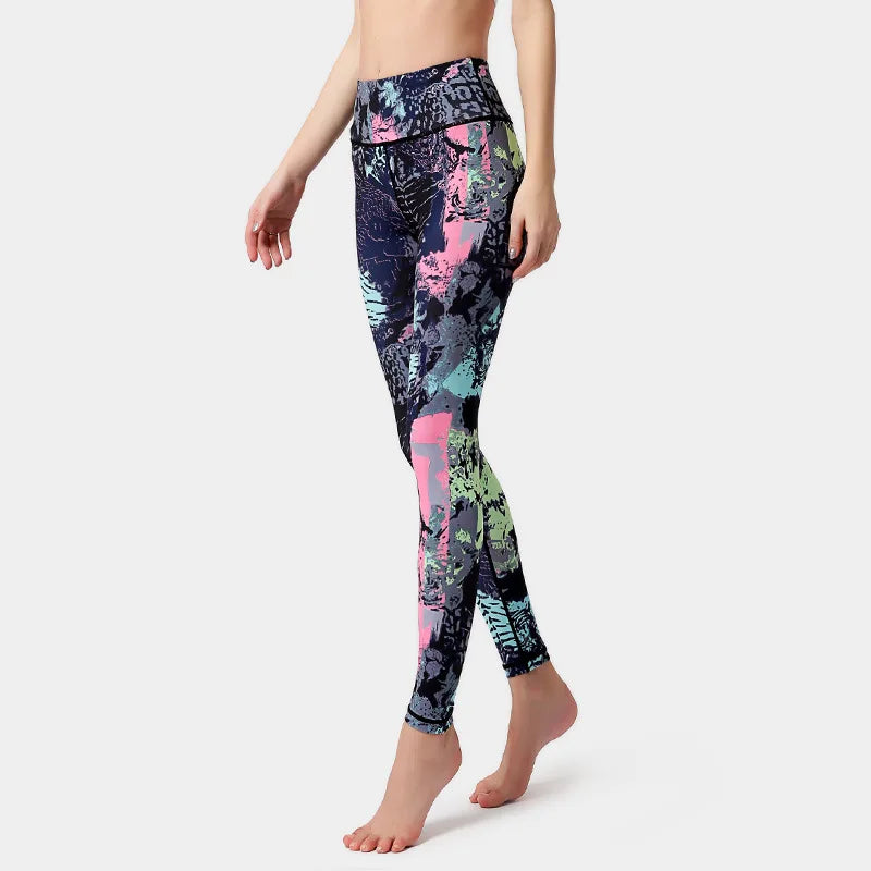 Women High Waist Yoga Pants Printed Sport Leggings Stretchy Running Pants Sport Trousers Workout Gym Tight Women Slim Sportswear