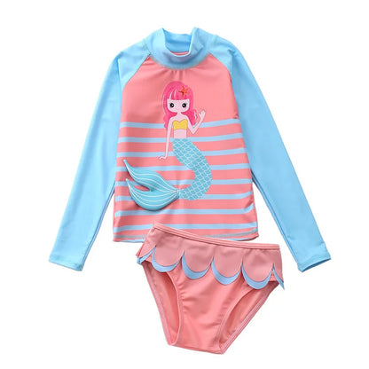 Swimsuit for Girls Unicorn Rash Guards Two Pieces Long Sleeve Children Swimwear Beach Wear Kids Toddler Baby Girl Bathing Suit