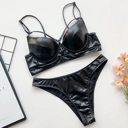 Splicing Push Up Bra Cup Bikini Women Swimsuit Female Swimwear Two-pieces Bikini Set High Cut Bathing Suit Swim Beach Wear
