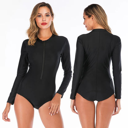 Women 2XL Diving Rashguard Long Sleeve UV Sun Protection Swimsuit Zipper Swimwear Printed Surfing Suit Rash Guards Bathing Suit