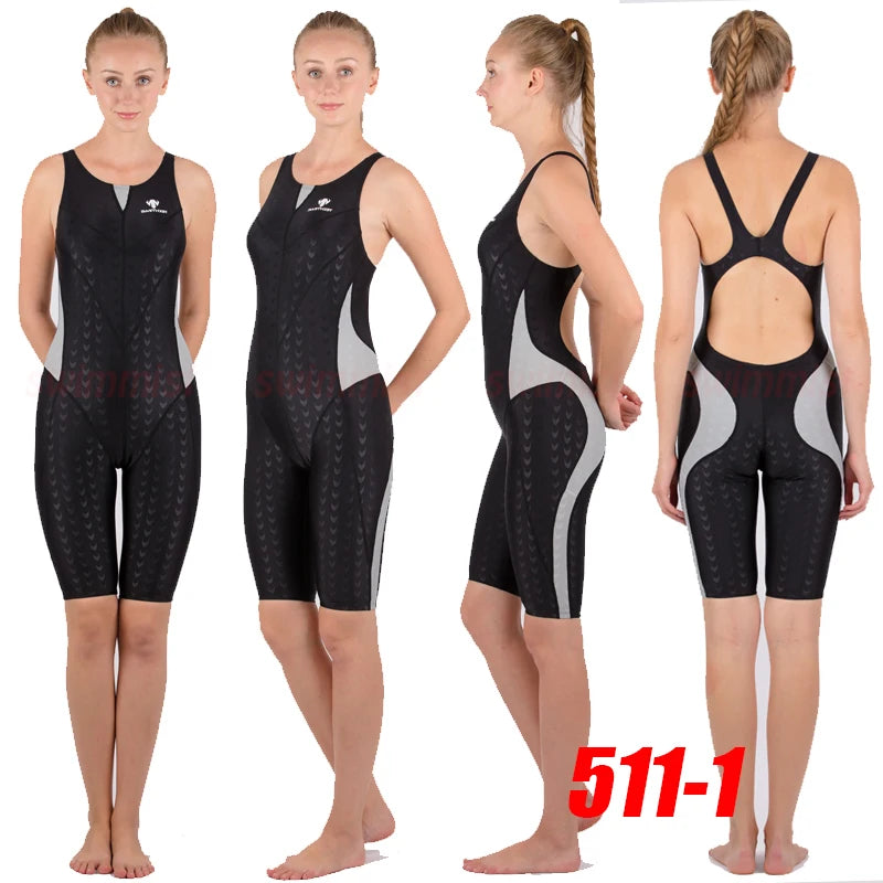 NWT HXBY 511 WOMEN'S GIRL‘S COMPETITION TRAINING RACING PROFESSIONAL KNEESKIN SWIMWEARS SWIMSUITS FISH-SCALE PATTER ALL SIZE