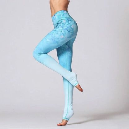 Yoga Pants Women High Waist Trainer Sports Leggings Long Tights Floral Push Up Running Trouser Workout Tummy Control