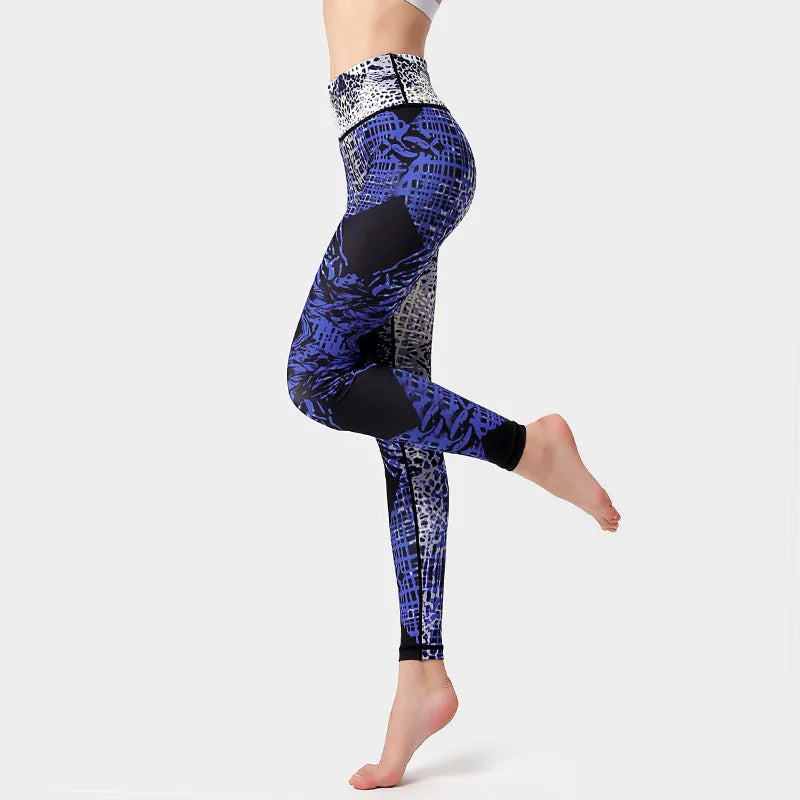 Women High Waist Yoga Pants Printed Sport Leggings Stretchy Running Pants Sport Trousers Workout Gym Tight Women Slim Sportswear