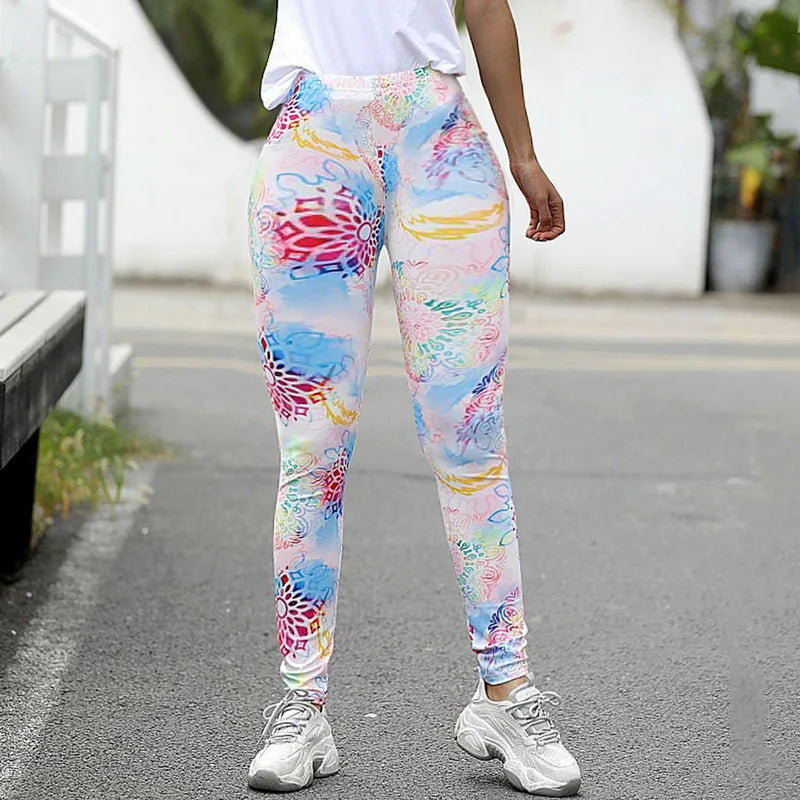 High Waist Yoga Pants Women Body Building Sports Leggings Female Hip Push Up Fitness Pants Ankle-length Printing Leggins