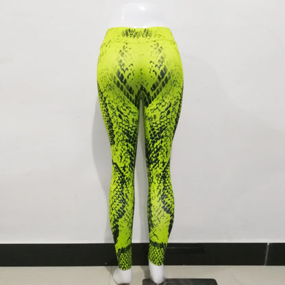 Women Red Serpentine Fitness Leggings Jogging Outdoor Running Sportswear High Waist Pants Casual  Workout Trousers Bottom