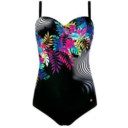 Floral Large Size Swimwear With Push Up Plus Size One-piece Female Swimsuit Closed Body Bathing Suits Women Swim Beach Pool