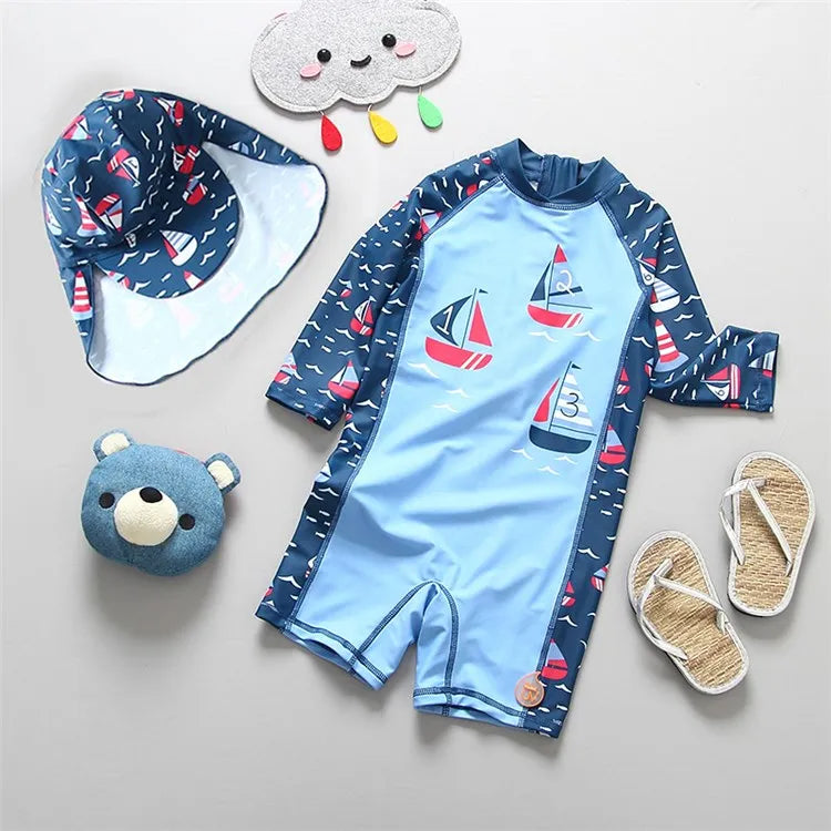 Kids Bathing Suits UV Protection Swimsuit Baby Boy Long Sleeve Swimwear for Children Swimming Suit Child Beach Pool Clothes