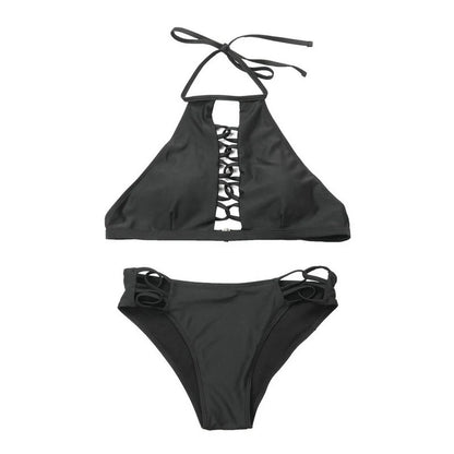 Swimwear Women Black Hollow Bikini Set Push Up Swimsuit Female Brazilian Bathing Suit XL