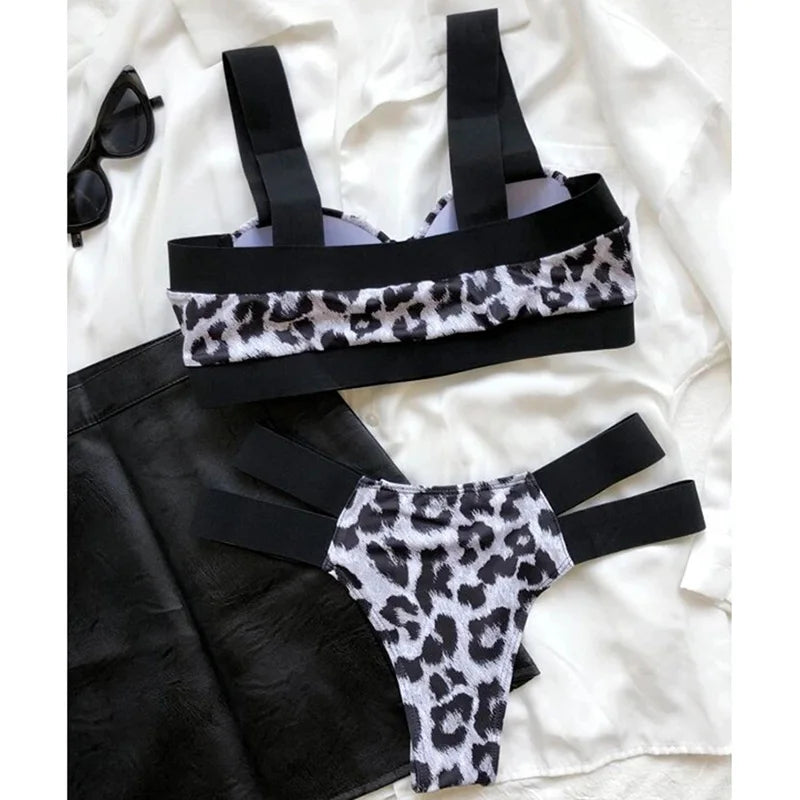 Splicing Push Up Bra Cup Bikini Women Swimsuit Female Swimwear Two-pieces Bikini Set High Cut Bathing Suit Swim Beach Wear