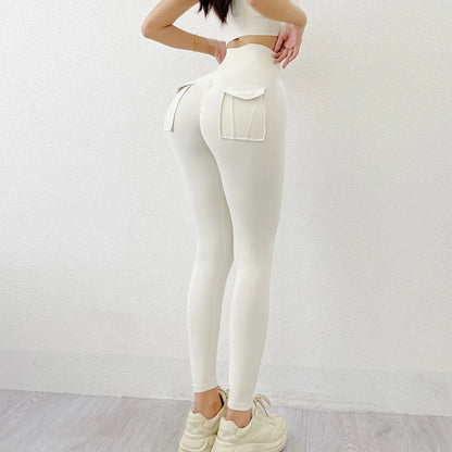 Nylon Leggings Women's Pants Sport Yoga Pants Tight High Waist Elastic Women's Panties Pocket legging