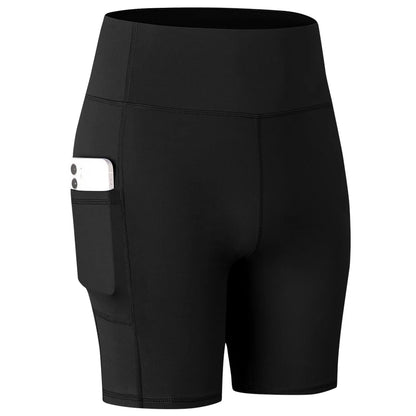 Women's Yoga Shorts with Pocket Running Tights Short  High Waist Gym Compression Sport Shorts Yoga Legging Gym Workout Short