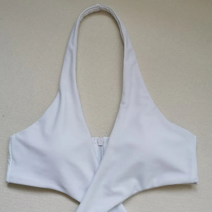High Cut Out Halter Female Swimwear One Piece Swimsuit Women Cross Bandage Monokini Bather Bathing Suit Swim Bodysuit