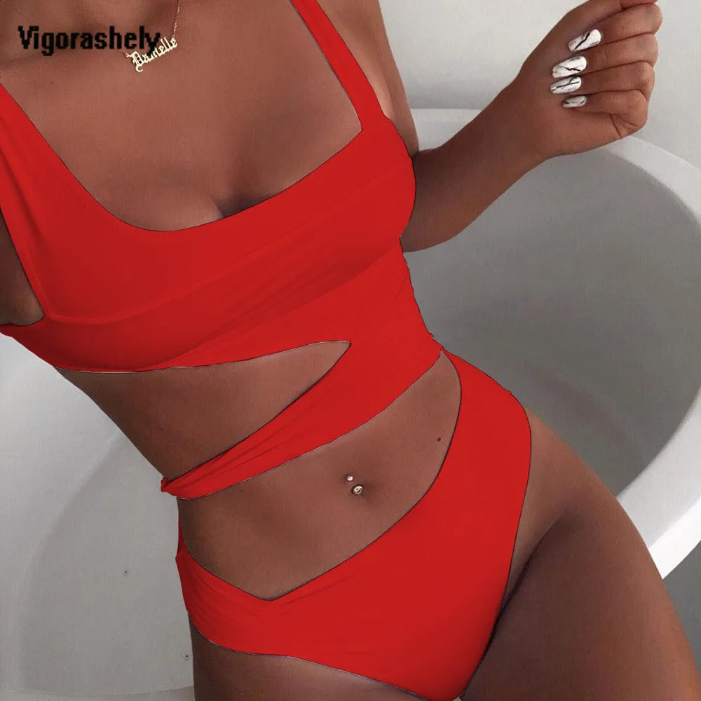 Color Print Swimwear Women Bandage Monokini One Piece Swimsuit Female Push Up Bathing Suit Swim Wear