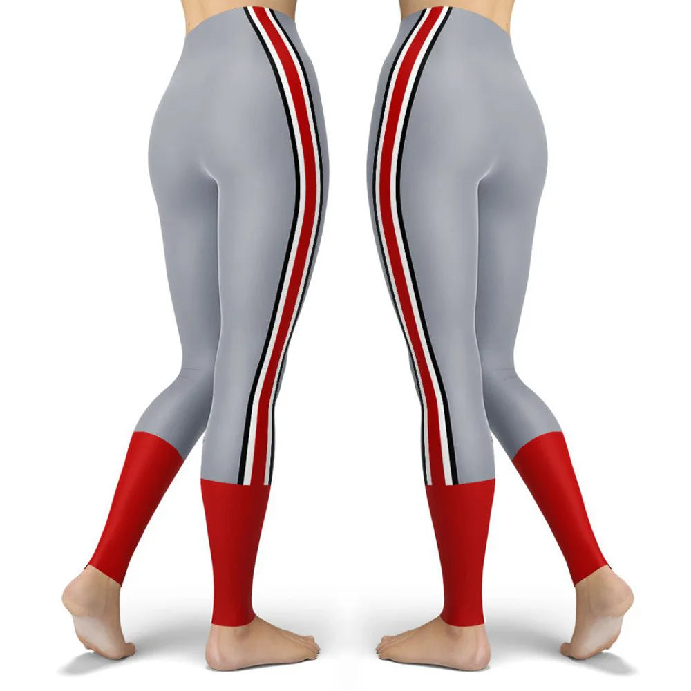 Printed Women's Sport Leggings Femme Fresh Color Striped Elastic Workout Blue Legging Outdoor Clothes