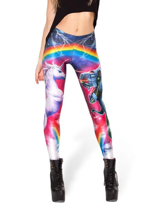 Women Legging Rainbow Stripe Printing Fitness leggings Fashion Slim High Waist Leggings Woman Pants